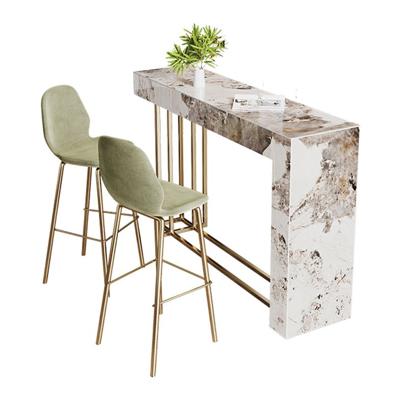 1/3 Pieces Glam Rectangle Sintered Stone Counter Table with High Stools