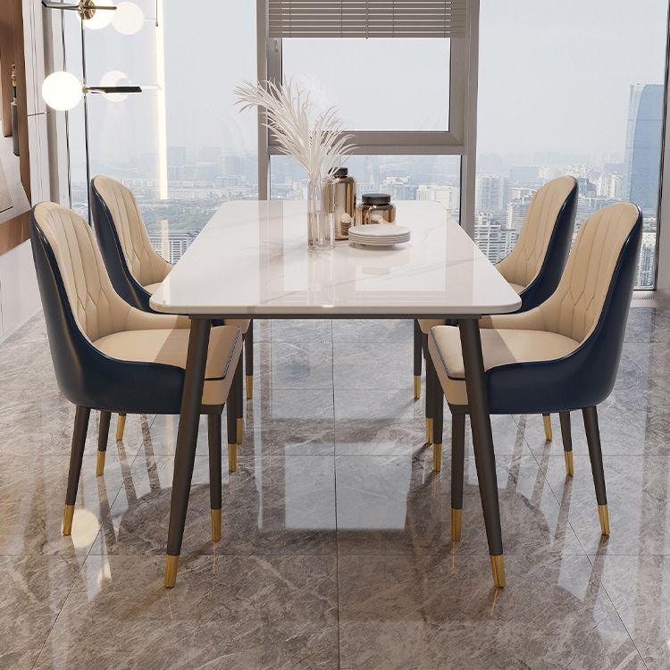 White Sintered Stone Dining Table Traditional Luxury Dining Table with 4 Legs