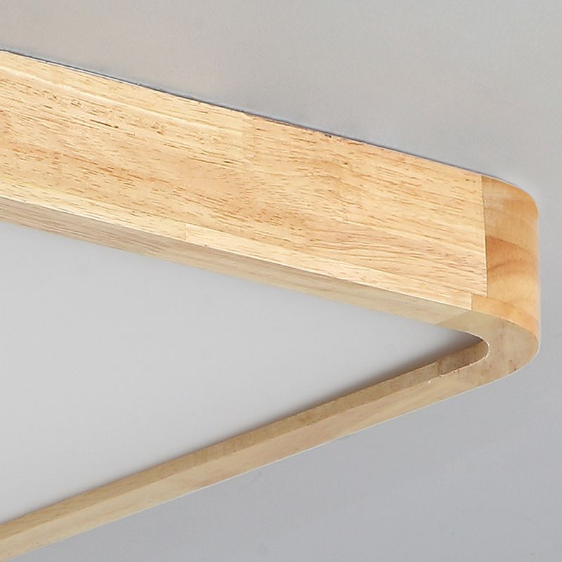 Modern Wood Flush Mount Geometric Shape Ceiling Lamp with Acrylic Shade for Living Room