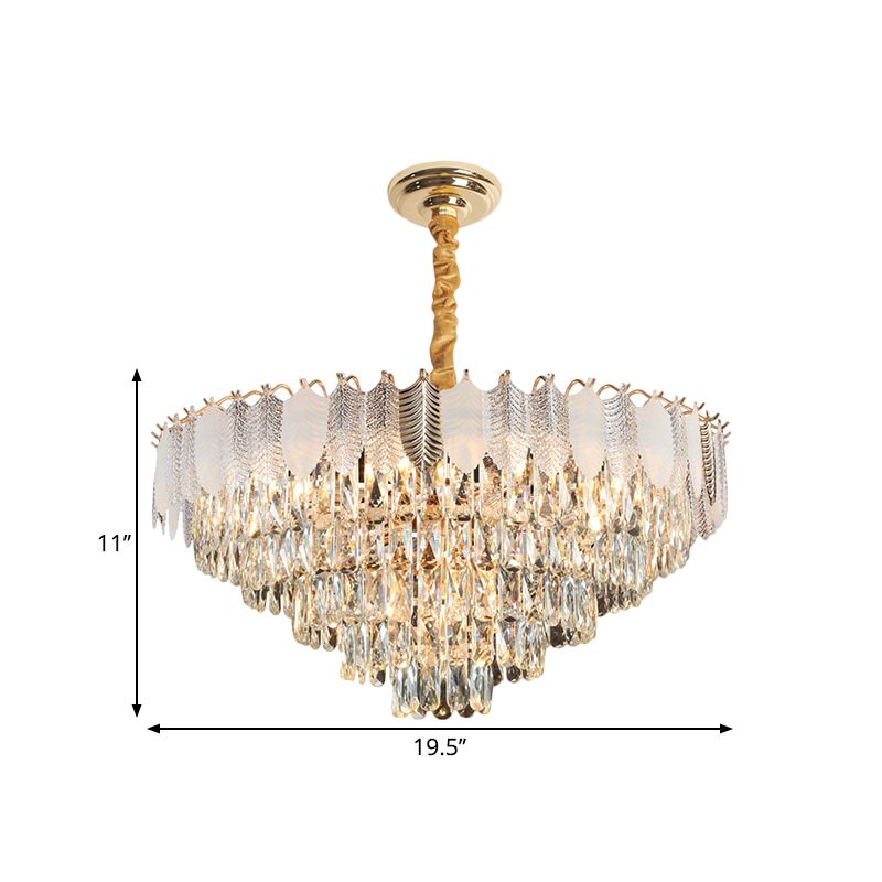 Clear 7 Heads Chandelier Pendant Light Modern Crystal Prisms Circular Ceiling Suspension Lamp