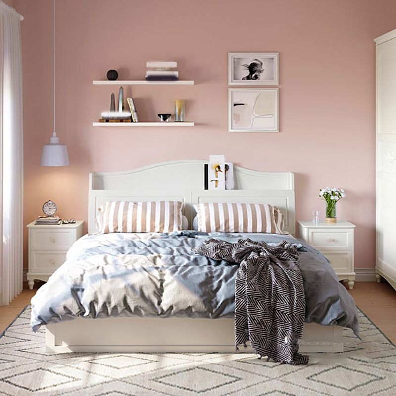 Modern Standard Bed Solid Color Bed Frame with Headboard and Footboard