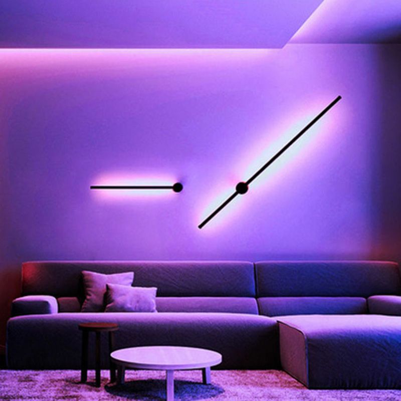 Accesorio de iluminación de pared de metal recto RGB RGB Black Wall Montion Lighture