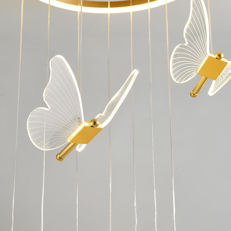 Multi Light Butterfly Pendant Lighting Modern Acrylic Cluster Pendant Light in Gold