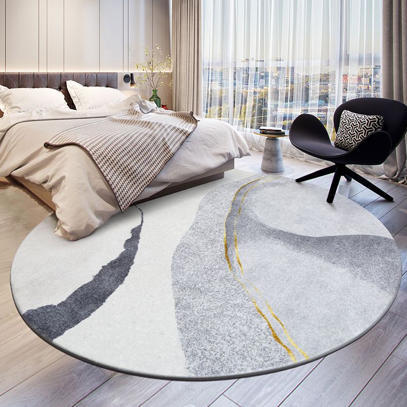 Modern Round Carpet Abstract Pattern Creative Area Rug Polyester Stain Resistant Rug for Living Room