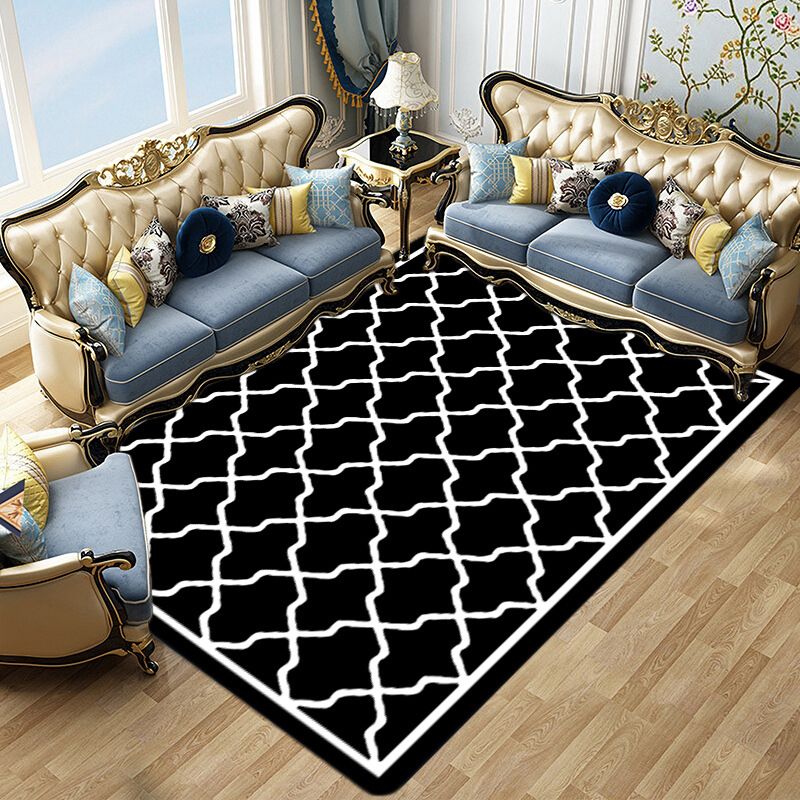 Modern Matrix Pattern Rug Polyester Area Carpet Stain Resistant Indoor Rug for Home Decoration