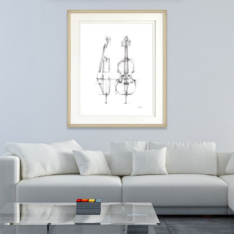 Minimalism Style Canvas White Pencil Musical Instruments Wall Art, Multiple Sizes