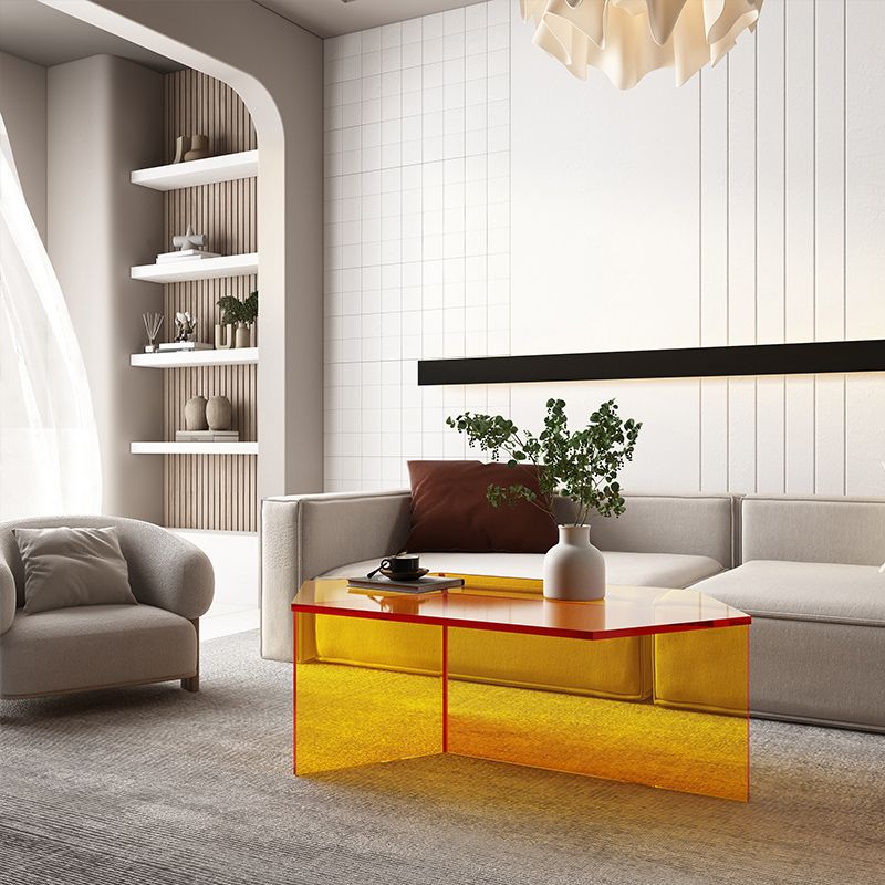 Acrylic Clear Coffee Table Modern Cocktail Table for Living Room