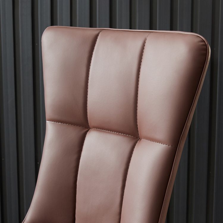 Sillas de comedor sin brazos de cuero modernas, sillas laterales tapizadas con patas de metal