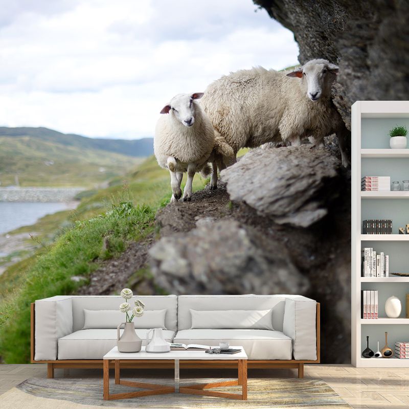 Customized Docile Sheep Mural Decal Eco-friendly Wallpaper for Living Room Wall Art