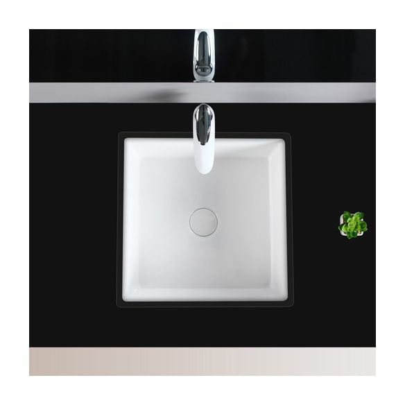 Modern Bathroom Sink Square Ceramic 1-Hole Overflow Sink with Faucet