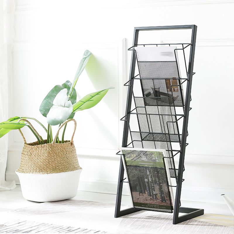 Contemporary Closed Back Bookcase Vertical Metal Bookshelf with Shelves