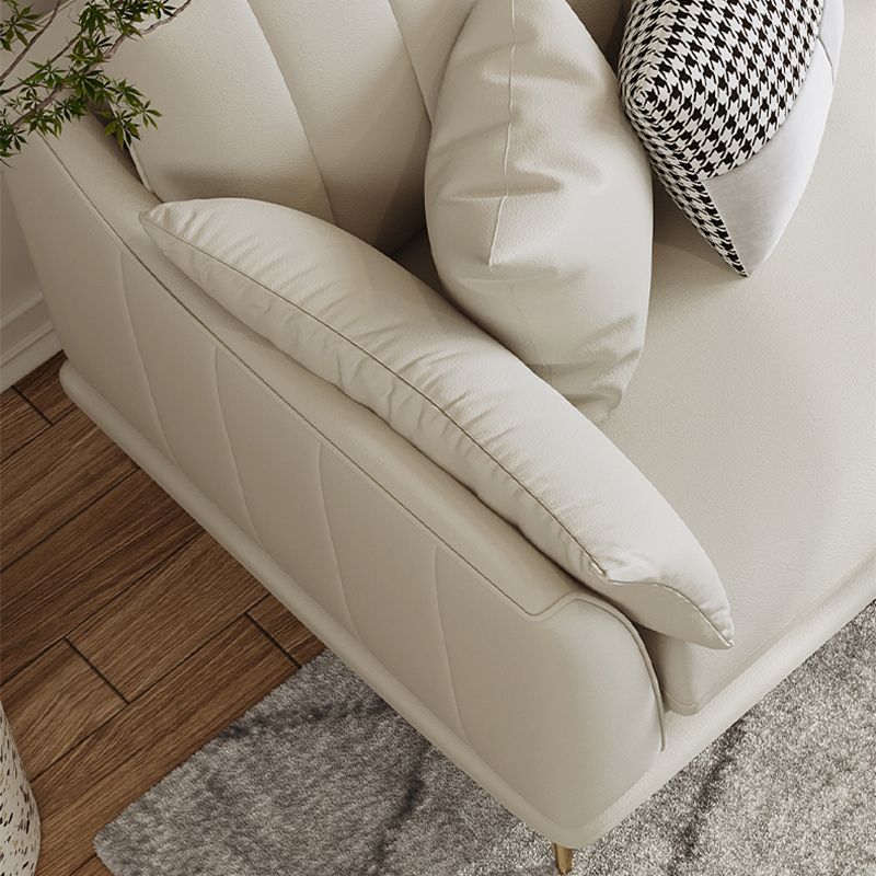 Stationary White Stain Resistant Living Room Pillow Top Arm Standard Settee