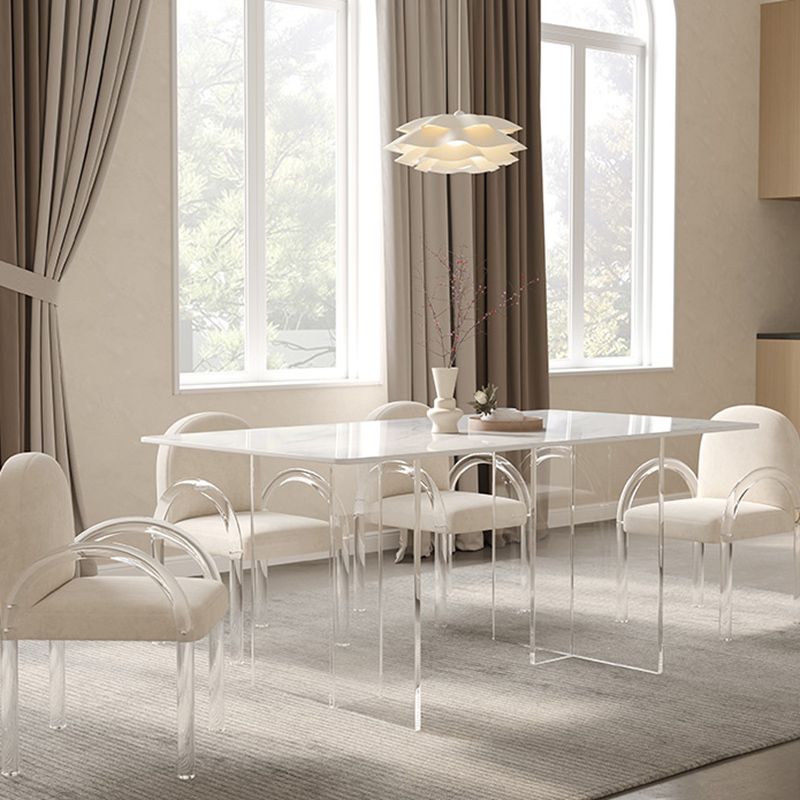 Acrylic Contemporary Dining Set 1/2/5 Pcs Rectangle Dining Table Set for Home
