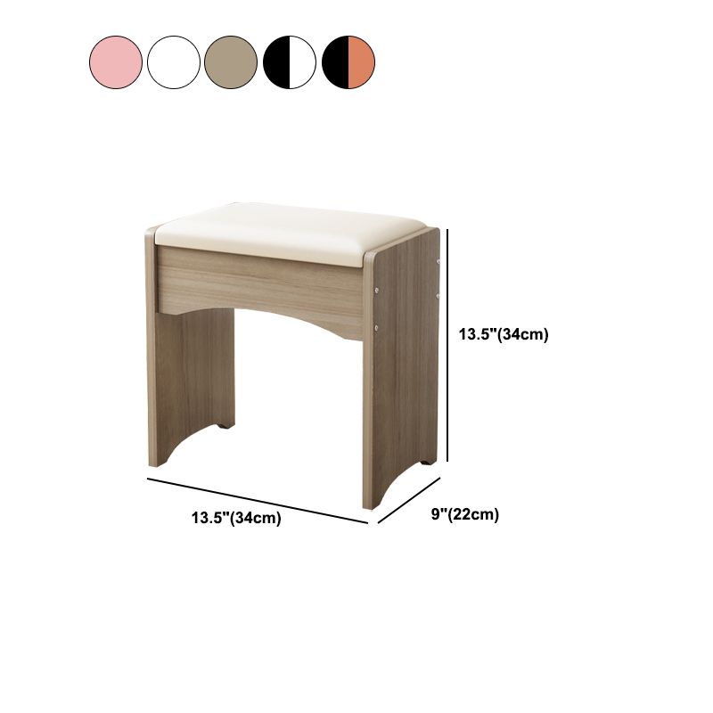 Mid-Century Modern Ottoman Rectangle Genuine Leather Pure Color Water Resistant Ottoman