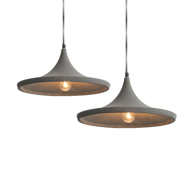 Conical Cement Suspension Lighting Noordse stijl 1 bol Grijze hanger plafondlicht