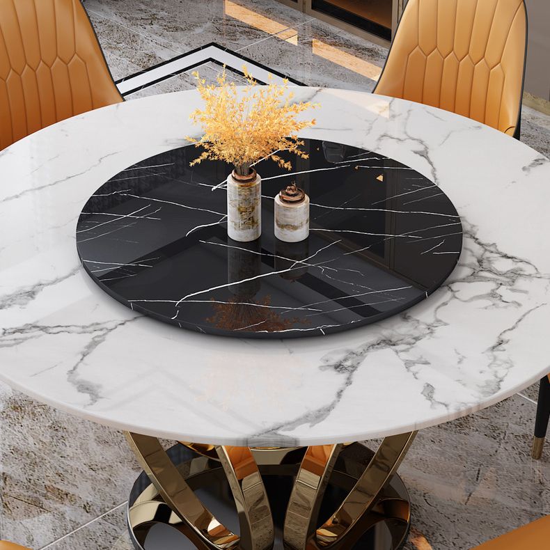 Glam Dining Set Stone 1/4/7 Pieces Dining Turntable Furniture for Home