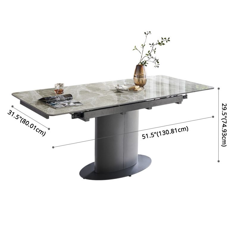 Contemporary Sintered Stone Dining Room Set Rectangle Dining Set with Built-in Storage Layer