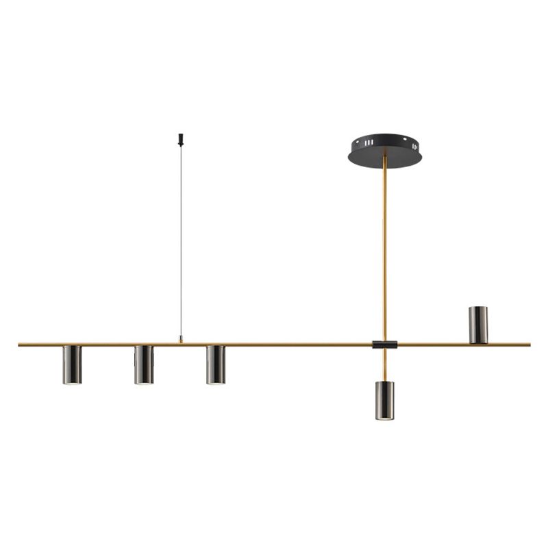 Dinning Room Island Lighting Fixture Modern Chandelier Light Fixture with Linear Metal Shade