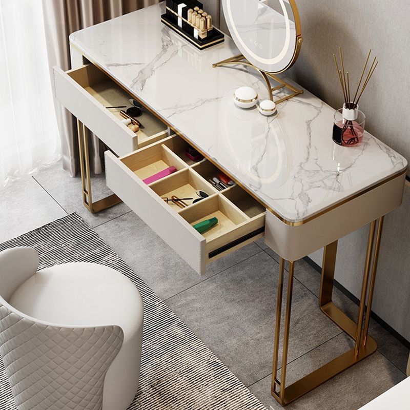 Glam 29.5" Tall Makeup Vanity Desk 2-Drawer Wood Dressing Table