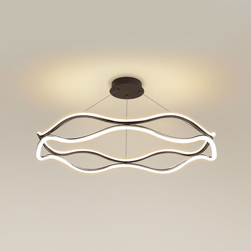 Funzionamento lampada del lampadario ad onde metalliche in stile minimalista LED Apparecchio di illuminazione a ciondolo