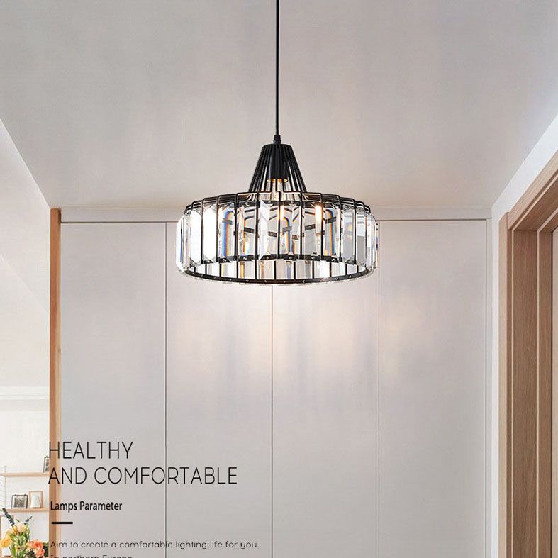 Lampe suspendue à pendentif de dôme créatif moderne lampe suspendue en fer forgé avec de l'ombre en cristal