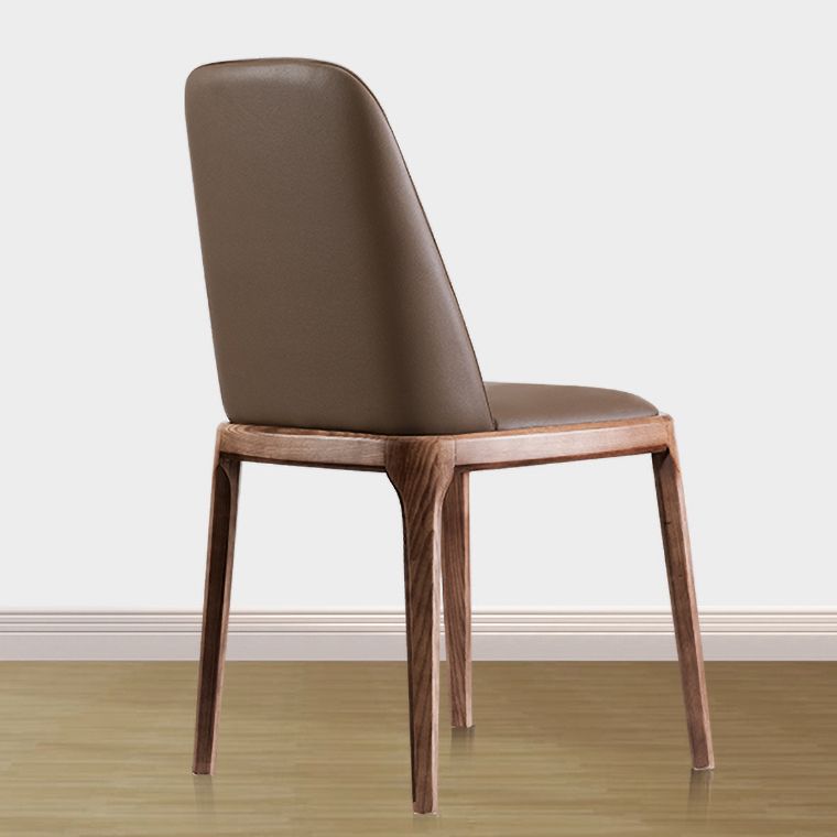 Zeitgenössischer Stil Lederstuhl Armless Parsons Stuhl mit Holzbeinen für das Restaurant
