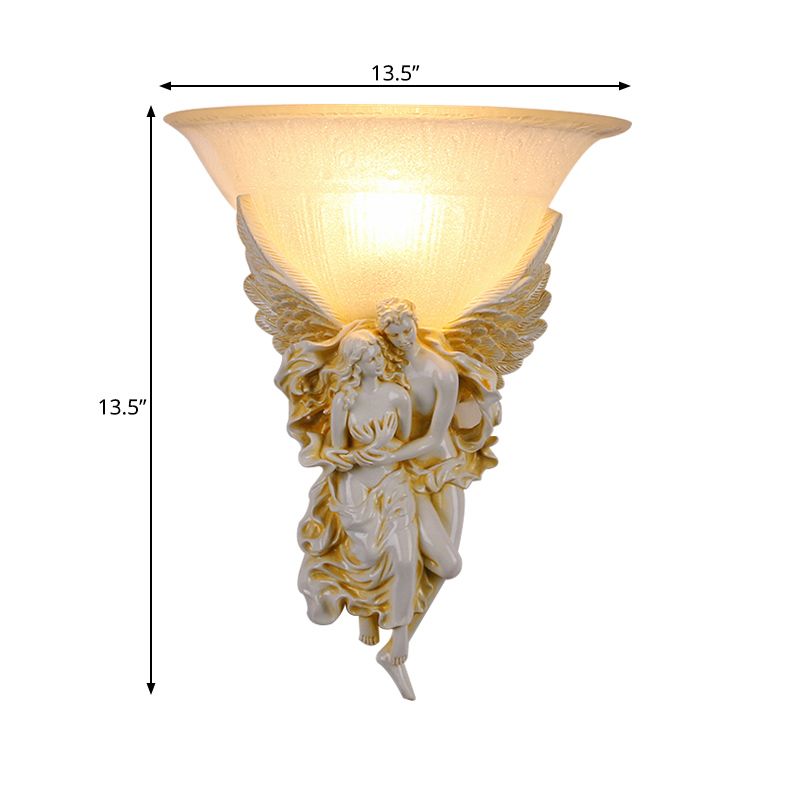 Gold/Beige Bell Flush Mount Colonialist Frosted Glass 1 Head Living Room Wall Mounted Light
