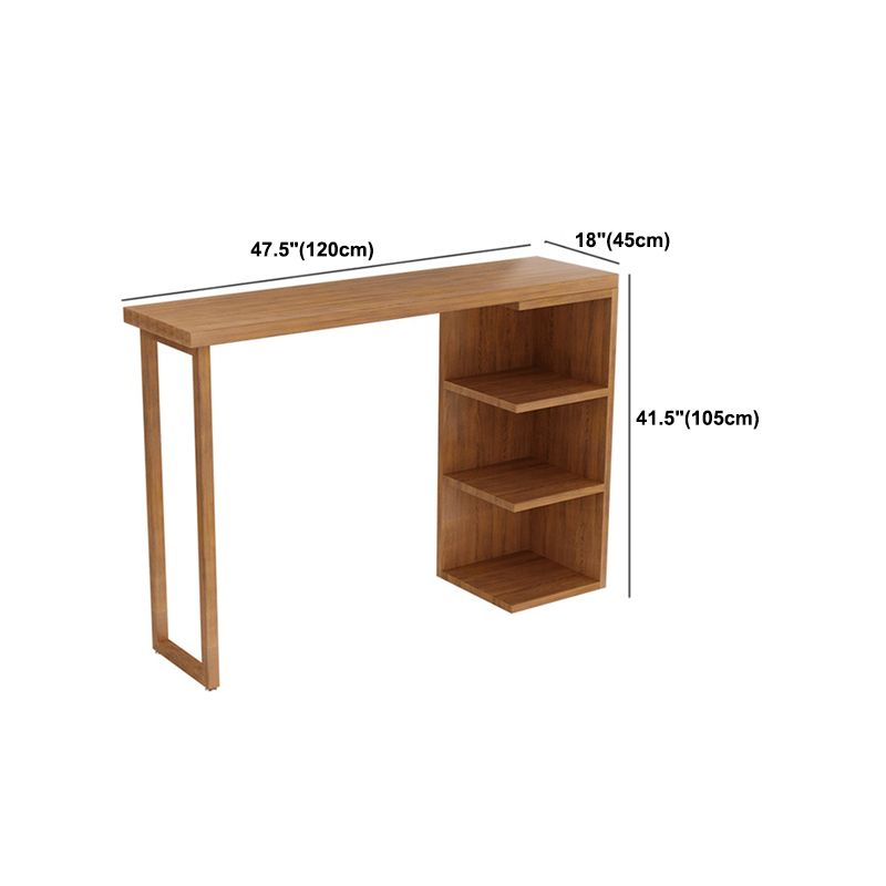 Modern Solid Wood Bar Table Rectangle Bar Dining Table with Storage