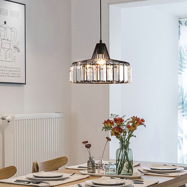 Trommelförmige Kristallhänge Deckenleuchte minimalistische Anhängerbeleuchtung im Stil