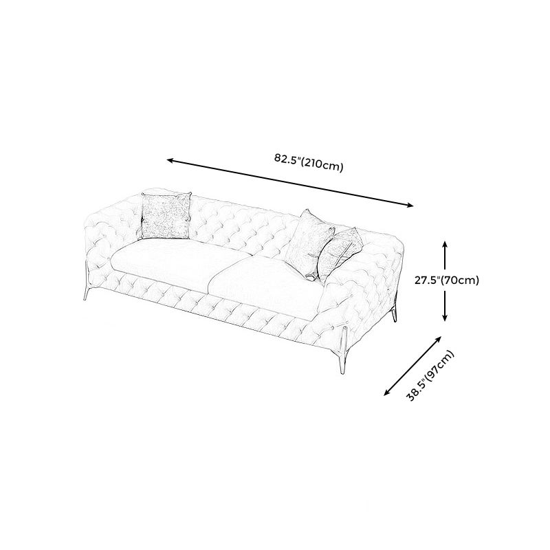 27.95"H Contemporary Glam Leather Beige Tuxedo Arm Sofa For Living Room