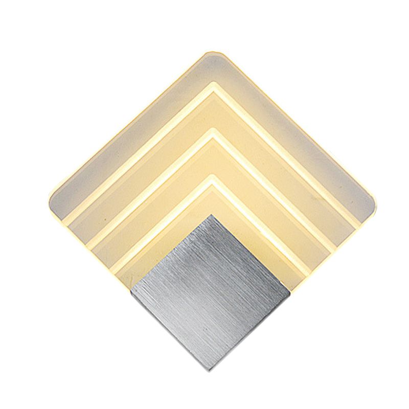 Modernism Squared Wall Sconce Metal 5.5"/8" W LED Corner Wall Mount Light in Black/Silver with Acrylic Shade