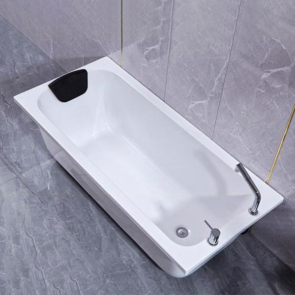 Modern Rectangular Freestanding Bath Acrylic Soaking Pop-up Drain Bathtub