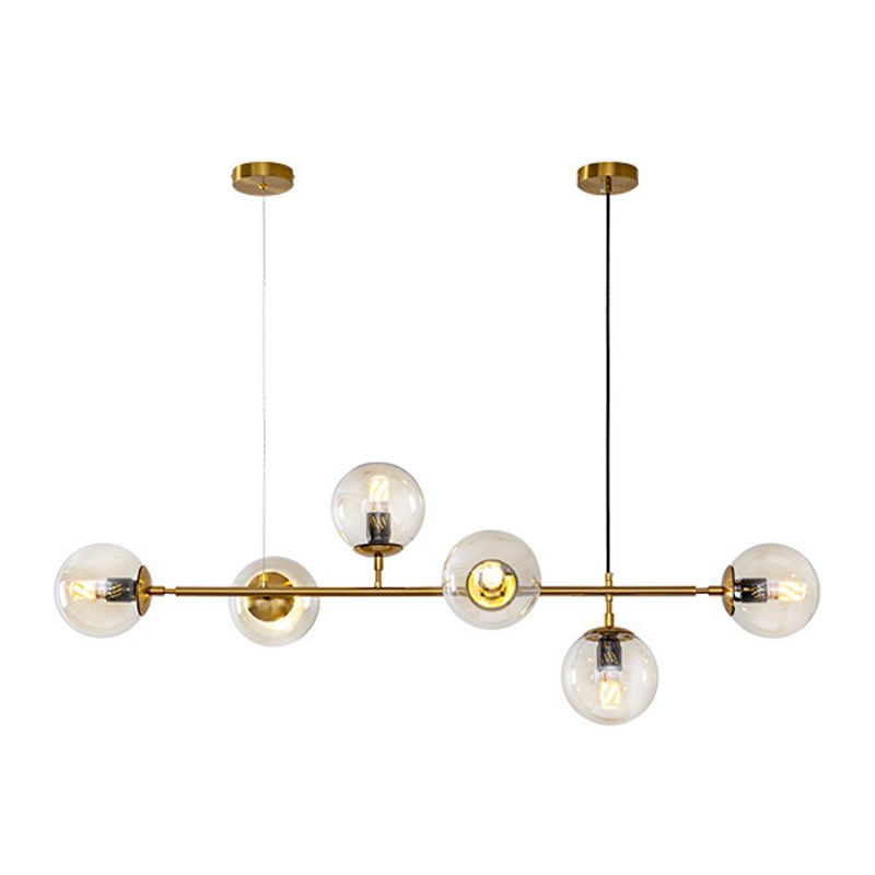 Multi Lights Island Light Modern Island Hanging Light with Glass Shade for Dining Room