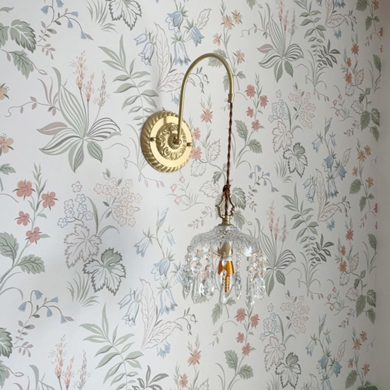 Metal Modern Wall Sconce Geometric Shape Wall Lamp with Crystal Shade