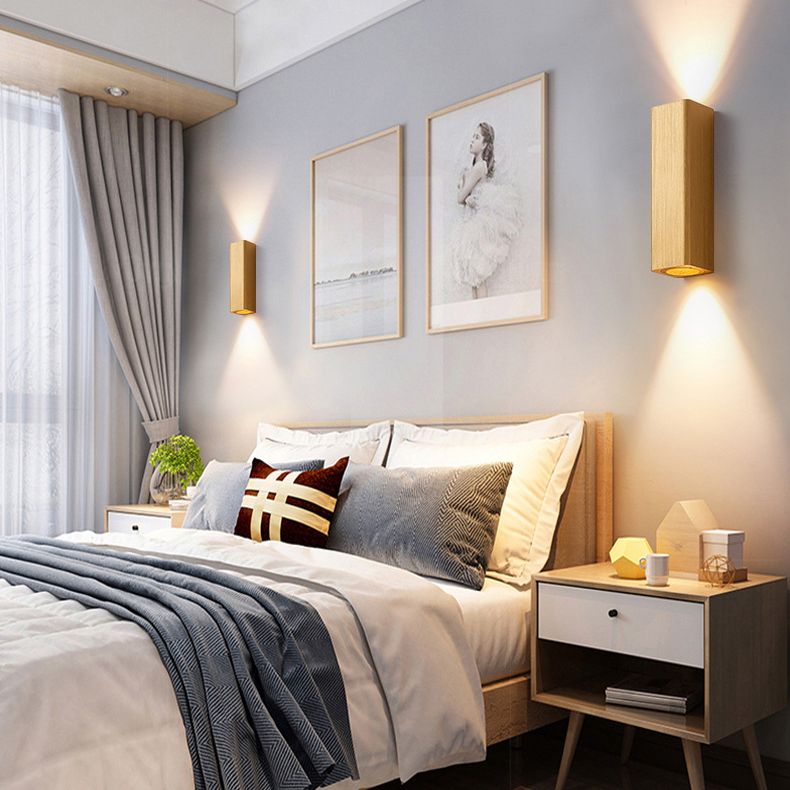 Rectangle Wall Lighting Fixtures Modern Style Aluminum 2-Lights Wall Mount Lamp