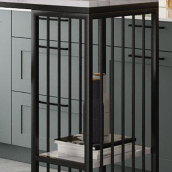 Contemporary Metal Frame Bar Dining Table Rectangle Bar Table with Storage