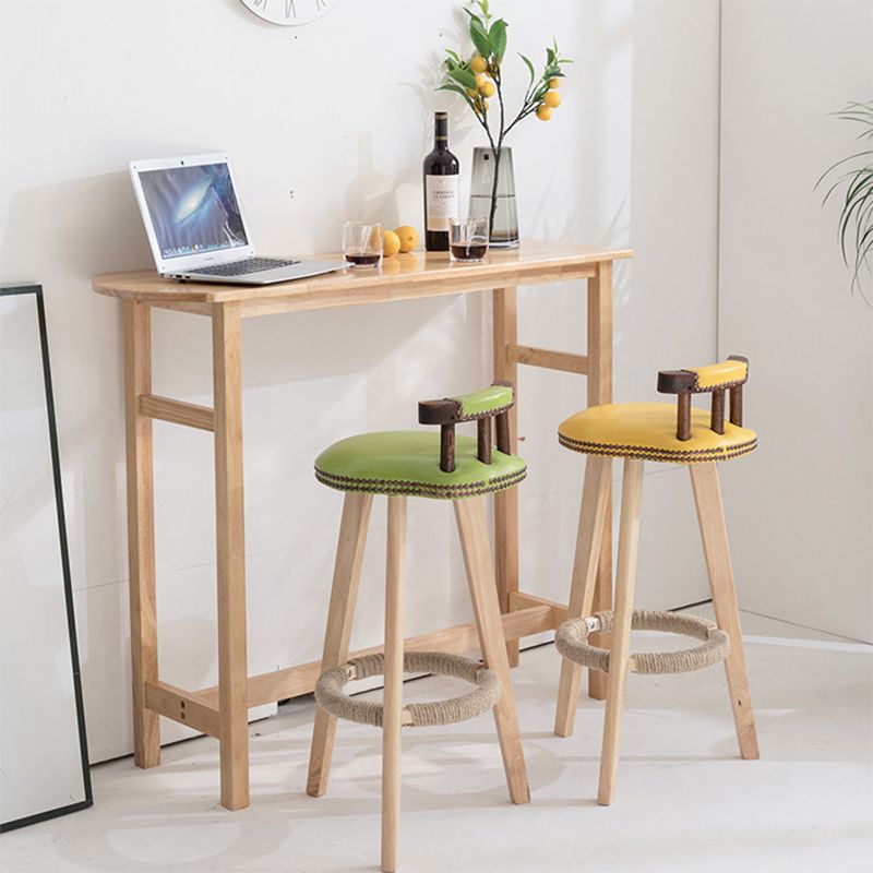 Contemporary Solid Wood Bar Table 47.2"L Trestle Base Bar Desk for Indoor