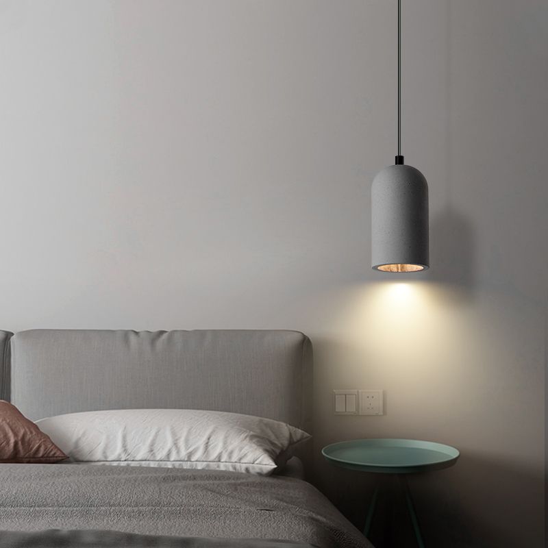 Elongated Dome Terrazzo Hanging Lamp Nordic Style Single Pendant Light Fixture for Bedroom