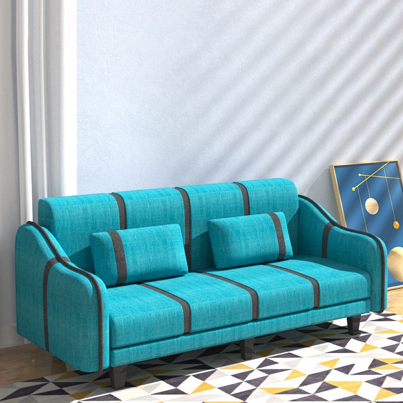 Contemporary Sleeper with 2 Pillows and Six Black Legs for Apartment