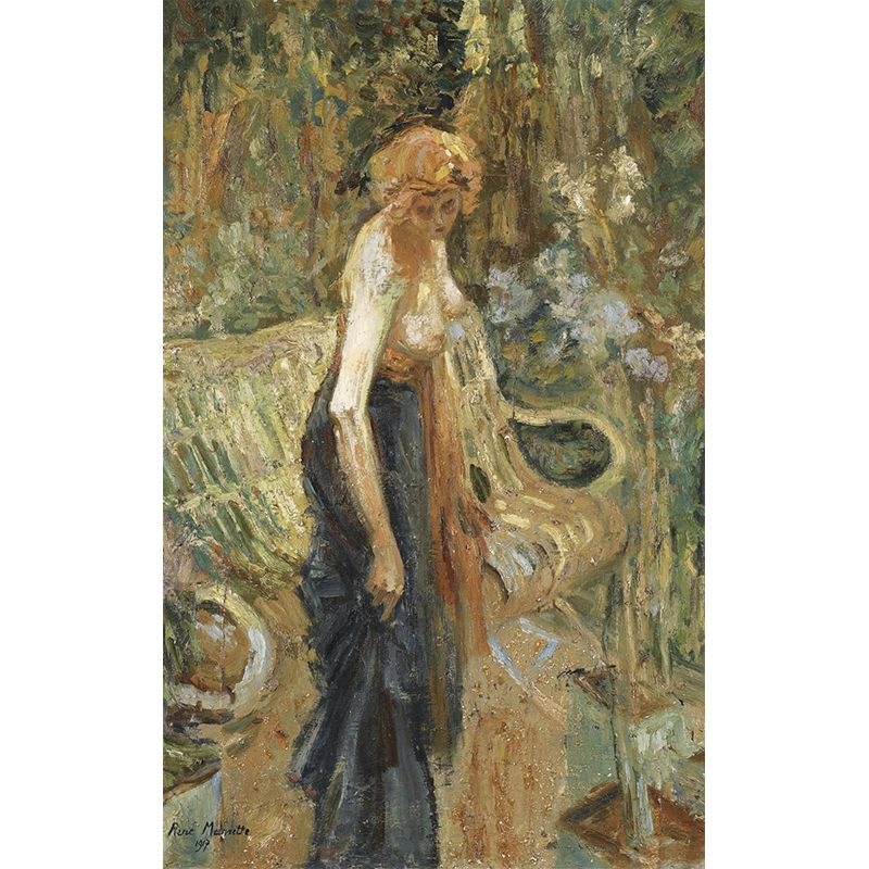 Rene Magritte Femme Debout Mural Surrealism Non-Woven Material Wall Art in Brown
