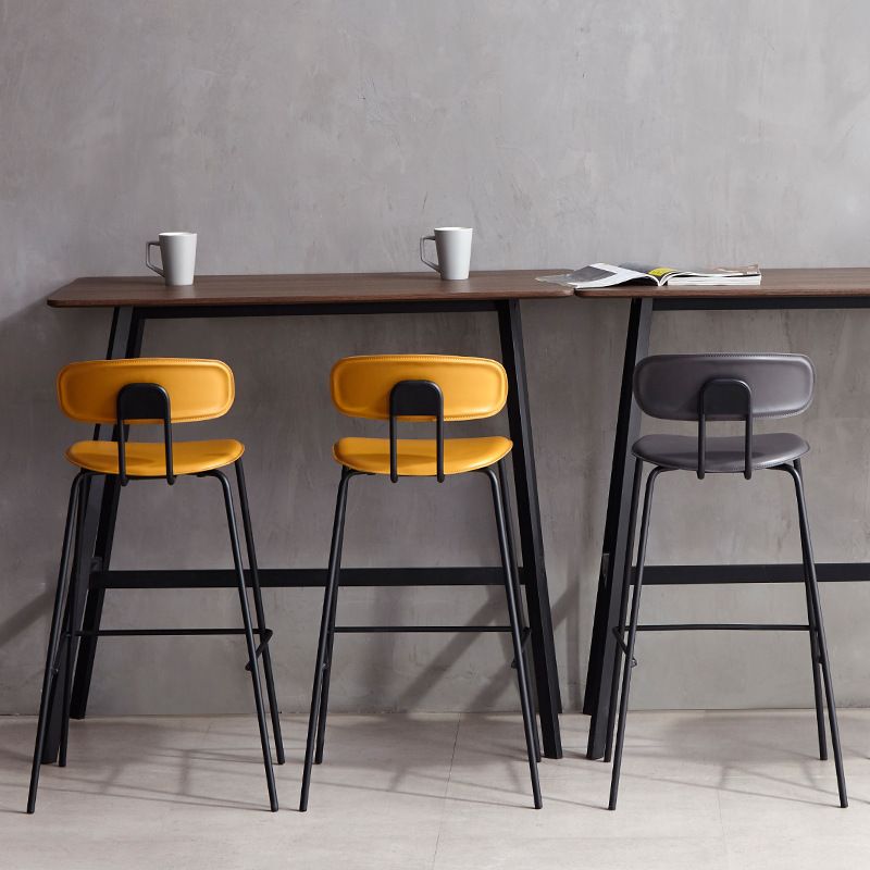 Matte Finish Leather Barstool Nordic Style Coffee Shop Low Back Stool