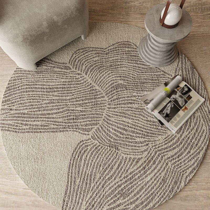 Chic White Area Rug Stripe Pattern Modern Area Carpet Polyester Non-Slip Backing Rug for Living Room