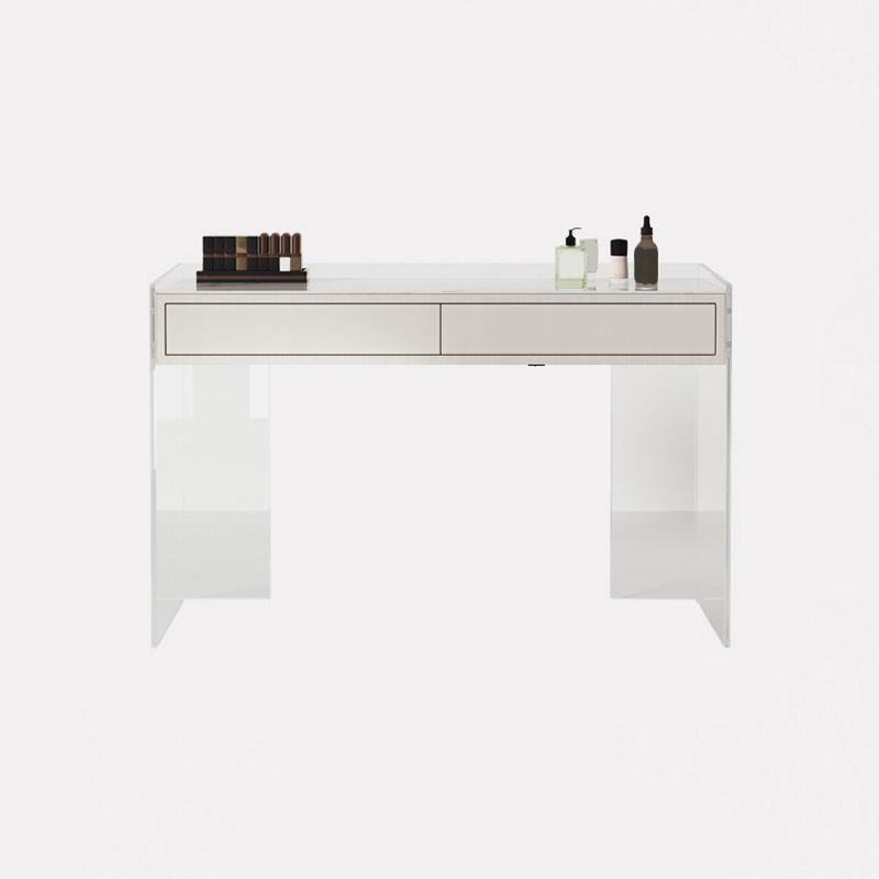 White Make-up Vanity with 2 Drawers and Stool for Bedroom 31.5" High