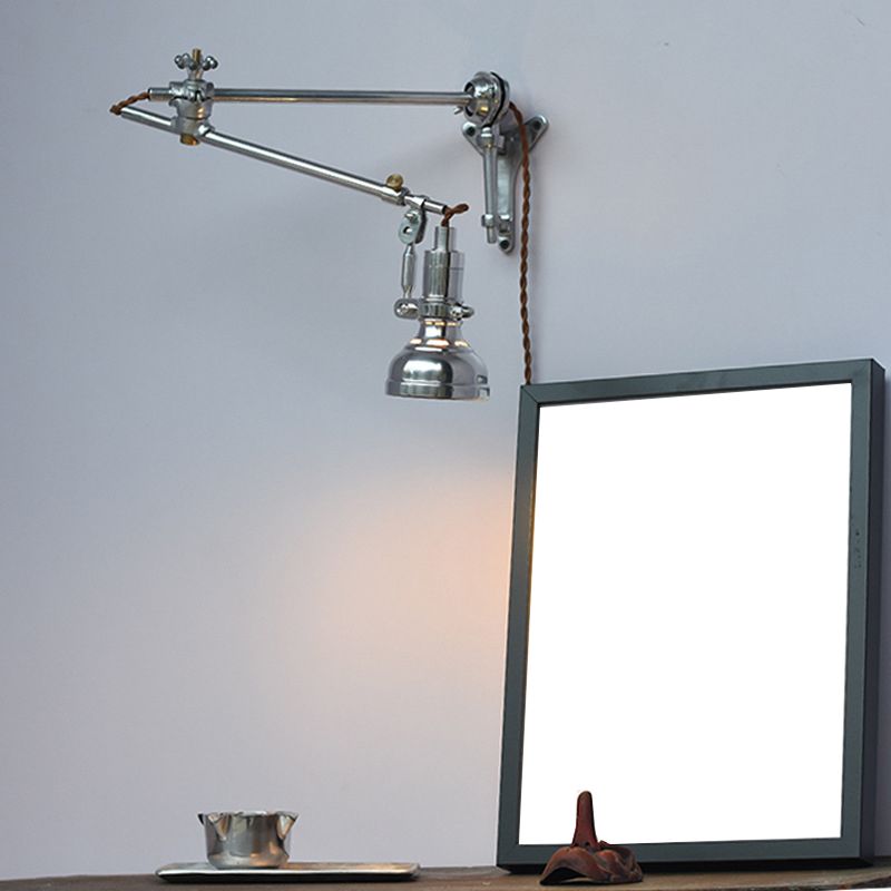 Silver 1-Light Wall Light in Modern Creative Style Aluminium Geometric Reading Wall Lamp