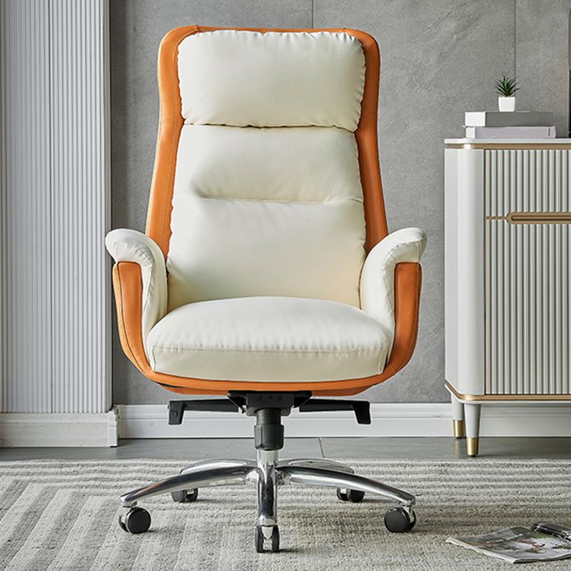 Contemporary Ergonomic Executive Leather Chair Tilt Mechanism High Back Chair