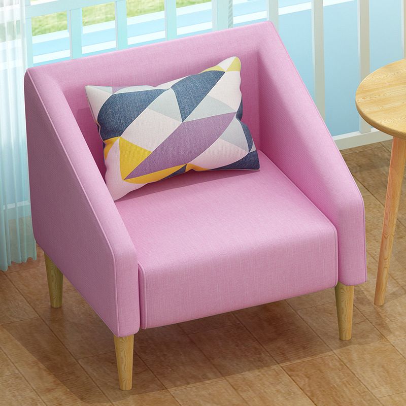 Contemporary Cotton Blend Faux Leather Sofa with Wooden Based