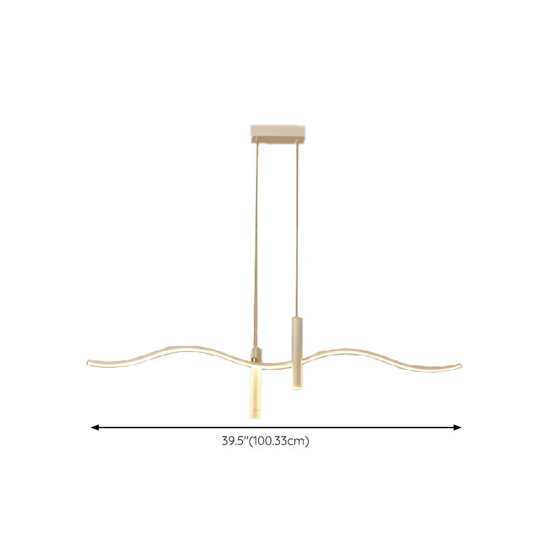 Unique Shape Hanging Lamp Modern 3 Lights Island Chandelier Lights in White Finish
