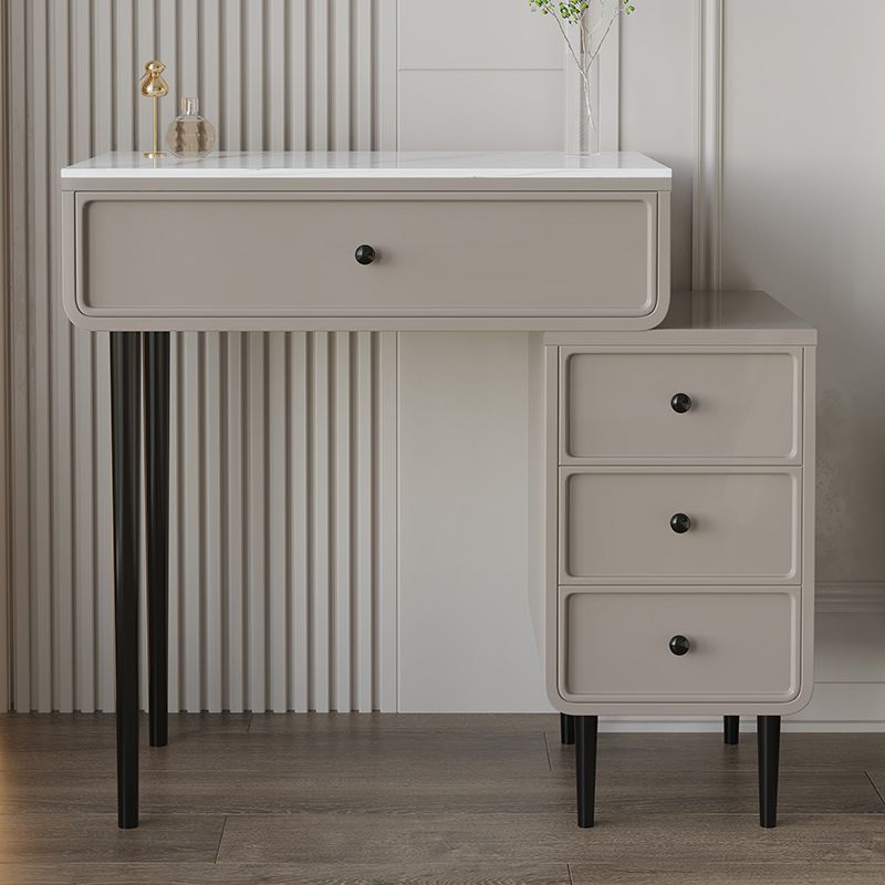 Luxurious Vanity Makeup Dressing Table Solid Wood Dresser with Metal Legs