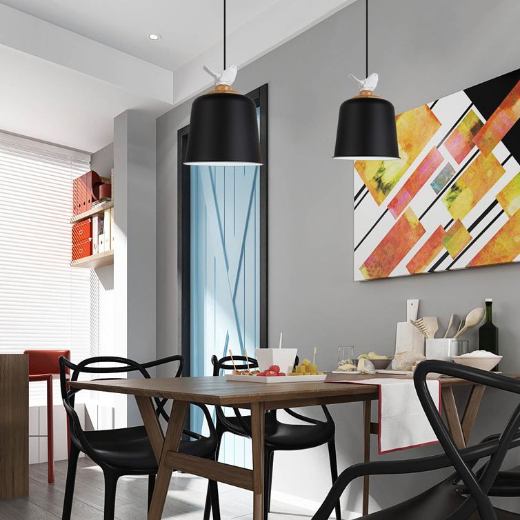 Luz colgante de sombra del imperio contemporáneo con aluminio de pájaros 1 lámpara colgante de bombilla para porche