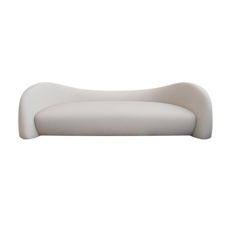 Contemporary White Wool Sofa with Recessed Arm for Apartment